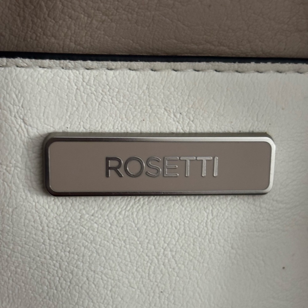 Rosetti Tan and White Rectangle Crossbody Satchel Bag - Picture 13 of 14